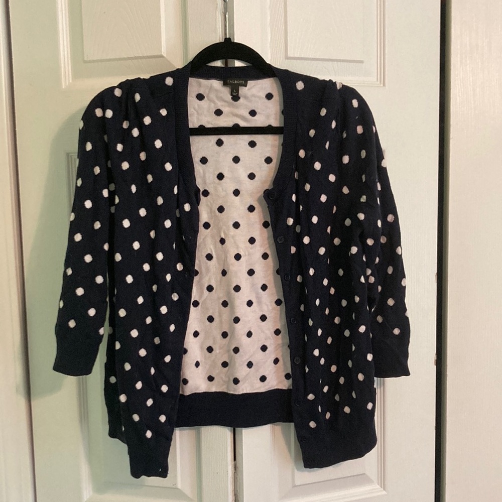 Talbots large polka dot cardigan